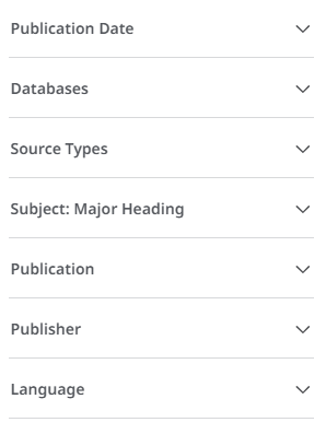 Screenshot of EBSCOhost limits in CINAHL